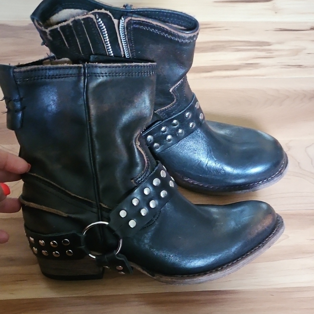 Freebird by Steven Black Combat Moto Boots with Studded Details